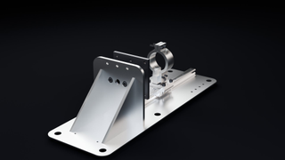 The empty Ostia stand: base plate, thrust plate, gussets, rail and clamp