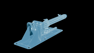 Holographic wireframe of the full test stand