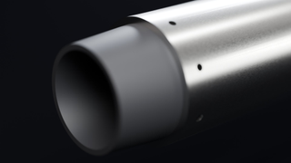 Close-up of the graphite nozzle exit and retaining ring