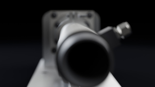 Looking straight down the nozzle of Remus on the stand